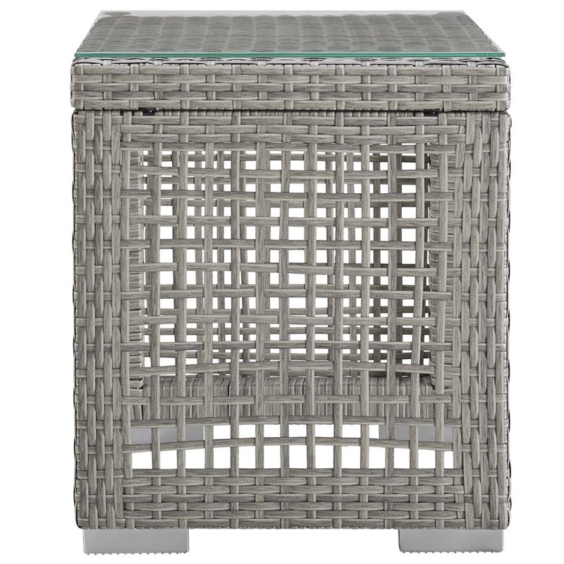 Modway Aura 3-Piece Outdoor Patio Wicker Rattan Set in Gray and White