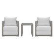 Modway Aura 3-Piece Outdoor Patio Wicker Rattan Set in Gray and White