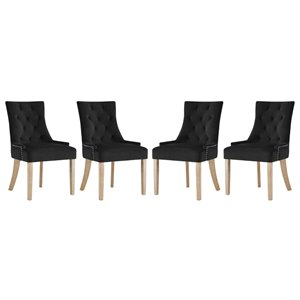 Modway Pose 19&quot Modern Performance Velvet Dining Chair in Black (Set of 4)