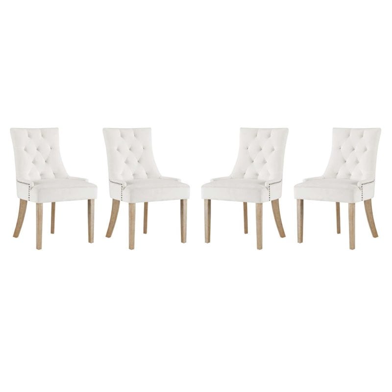 Modway Pose Velvet Dining Chair In, Ivory Dining Chairs Set Of 4