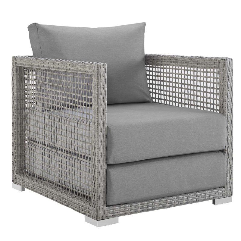 Modway Aura 4-Piece Outdoor Patio Wicker Rattan Set in Gray Finish