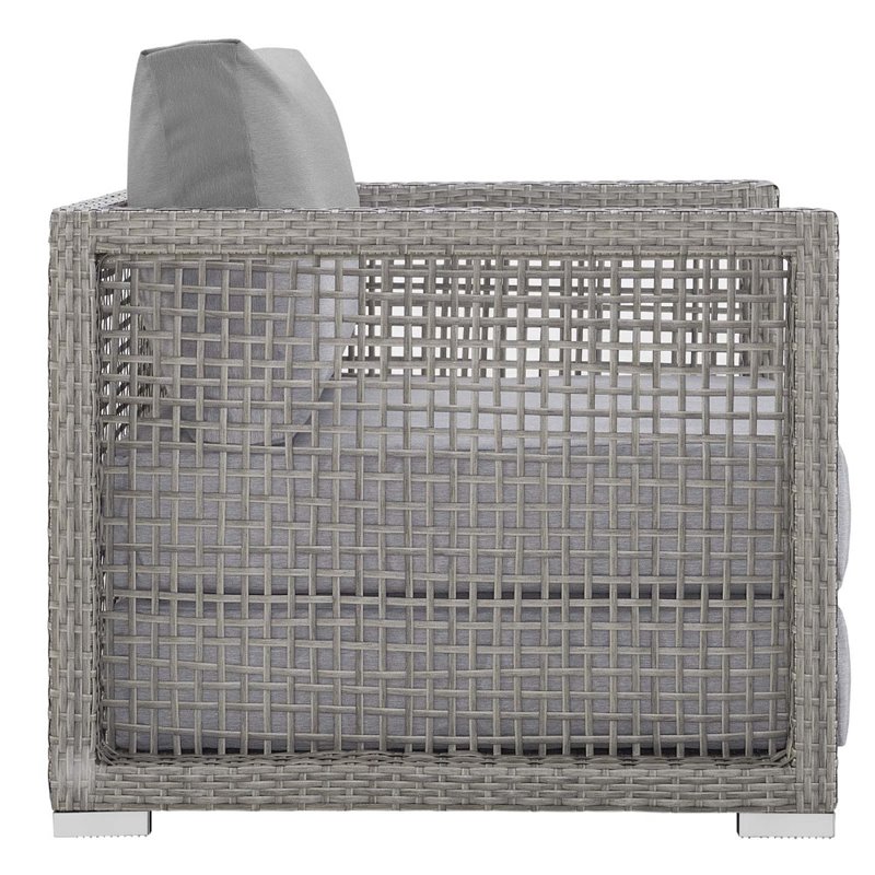 Modway Aura 4-Piece Outdoor Patio Wicker Rattan Set in Gray Finish
