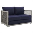 Modway Aura 4-Piece Outdoor Patio Wicker Rattan Set in Gray/Navy
