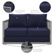 Modway Aura 4-Piece Outdoor Patio Wicker Rattan Set in Gray/Navy