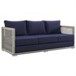 Modway Aura 4-Piece Outdoor Patio Wicker Rattan Set in Gray/Navy