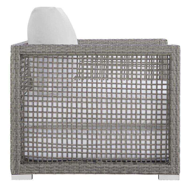 Modway Aura 4-Piece Outdoor Patio Wicker Rattan Set in Gray/White