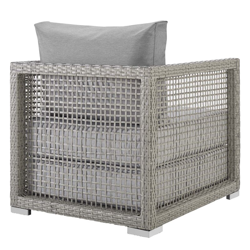 Modway Aura 3-Piece Outdoor Synthetic PE Wicker Rattan Set in Gray Finish