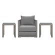 Modway Aura 3-Piece Outdoor Synthetic PE Wicker Rattan Set in Gray Finish