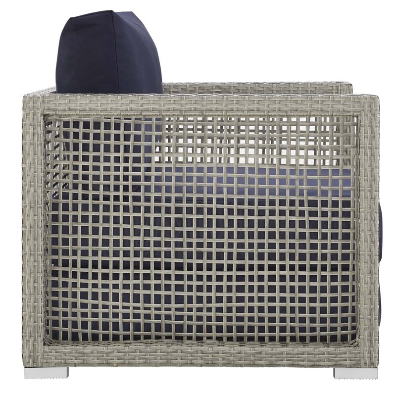 Modway Aura 3-Piece Outdoor Synthetic PE Wicker Rattan Set in Gray/Navy