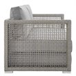 Modway Aura 3-Piece Modern Outdoor Patio Wicker Rattan Set in Gray Finish