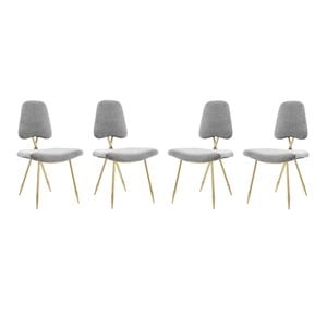 Modway Ponder 19&quot Modern Velvet Polyester Dining Side Chair in Gray (Set of 4)