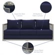 Modway Aura 3-Piece Outdoor Patio Wicker Rattan Set in Gray/Navy