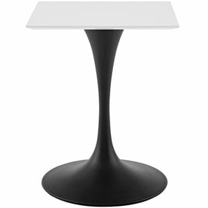 Modway Lippa 24&quot Square Wood and Metal Top Dining Table in Black/White
