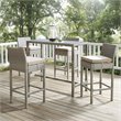 Modway Conduit Outdoor Wicker Rattan Bar Stool in Light Gray/Beige (Set of 4)