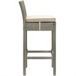 Modway Conduit Outdoor Wicker Rattan Bar Stool in Light Gray/Beige (Set of 4)