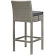 Modway Conduit Patio Wicker Rattan Bar Stool Set of 4 in Light Gray Charcoal