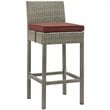 Modway Conduit Patio Wicker Rattan Bar Stool Set of 4 in Light Gray Currant