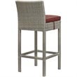 Modway Conduit Patio Wicker Rattan Bar Stool Set of 4 in Light Gray Currant