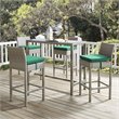 Modway Conduit Rattan Outdoor Bar Stool in Light Gray and Green (Set of 4)