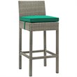 Modway Conduit Rattan Outdoor Bar Stool in Light Gray and Green (Set of 4)