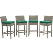 Modway Conduit Rattan Outdoor Bar Stool in Light Gray and Green (Set of 4)