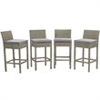 Modway Conduit Rattan Outdoor Bar Stool in Light Gray and Gray (Set of 4)