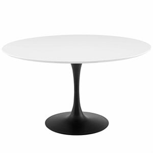 Modway Lippa 54&quot Round Modern Wood Dining Table in Black/White