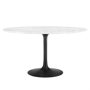 Modway Lippa 54&quot Round Artificial Marble and Metal Dining Table in Black/White