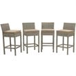 Modway Conduit Outdoor Wicker Rattan Bar Stool in Light Gray/Mocha (Set of 4)