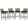 Modway Conduit Rattan Outdoor Bar Stool in Light Gray and Navy (Set of 4)