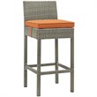 Modway Conduit Outdoor Wicker Rattan Bar Stool in Light Gray/Orange (Set of 4)