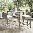 Modway Conduit Outdoor Wicker Rattan Bar Stool in Light Gray/White (Set of 4)