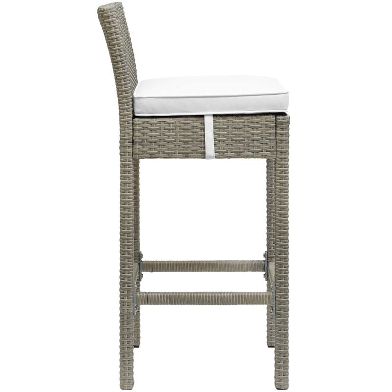 Modway Conduit Outdoor Wicker Rattan Bar Stool in Light Gray/White (Set of 4)