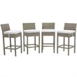Modway Conduit Outdoor Wicker Rattan Bar Stool in Light Gray/White (Set of 4)