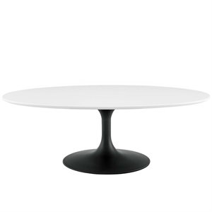 Modway Lippa 48&quot Oval-Shaped Wood Top and Metal Coffee Table in Black/White