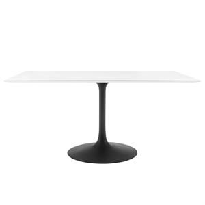 Modway Lippa 60&quot Rectangle Lacquered MDF Dining Table in Black/White