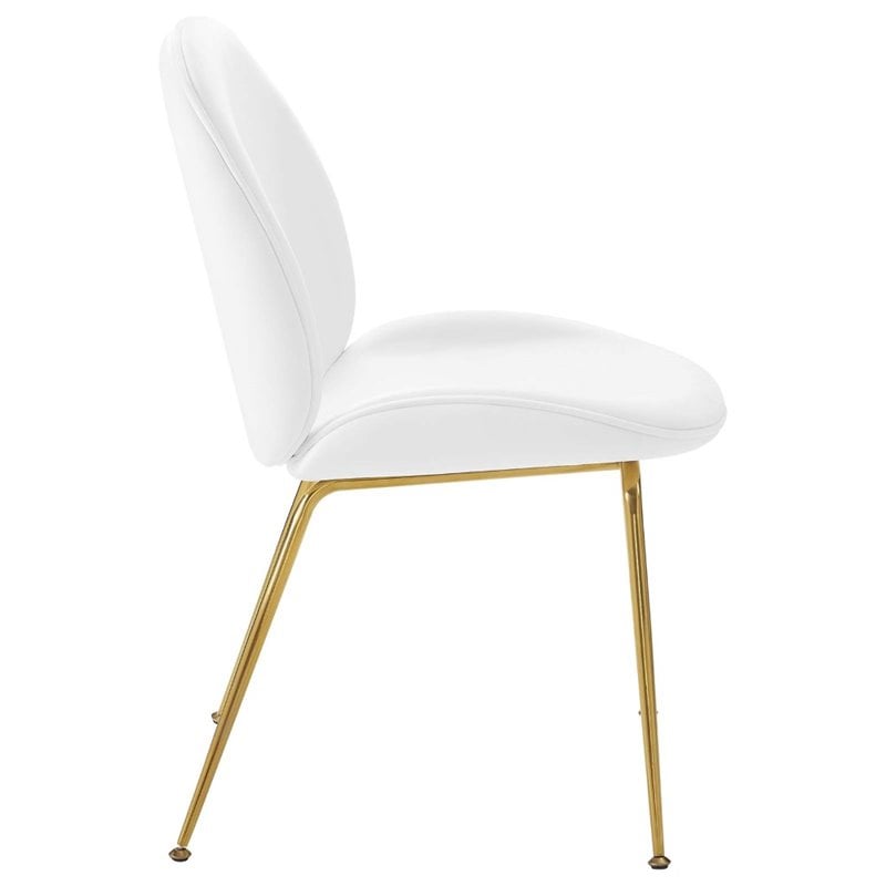 White Dining Chair With Gold Legs - Set Of 2 Pebble Contemporary Dining ...