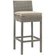 Modway Conduit Outdoor Wicker Rattan Bar Stool in Light Gray/Beige (Set of 2)