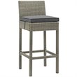 Conduit Outdoor Patio Wicker Rattan Bar Stool Set of 2 in Light Gray Charcoal