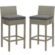 Conduit Outdoor Patio Wicker Rattan Bar Stool Set of 2 in Light Gray Charcoal