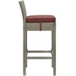 Modway Conduit Outdoor Wicker Rattan Bar Stool in Light Gray/Currant (Set of 2)