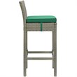 Modway Conduit Outdoor Wicker Rattan Bar Stool in Light Gray/Green (Set of 2)