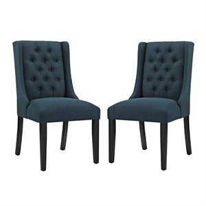 Modway Baronet 19&quot Fabric Solid Rubberwood Dining Chair in Azure (Set of 2)