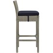 Modway Conduit Rattan Outdoor Bar Stool in Light Gray and Navy (Set of 2)