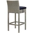 Modway Conduit Rattan Outdoor Bar Stool in Light Gray and Navy (Set of 2)