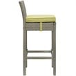 Modway Conduit Rattan Outdoor Bar Stool in Light Gray and Peridot (Set of 2)