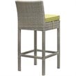 Modway Conduit Rattan Outdoor Bar Stool in Light Gray and Peridot (Set of 2)