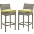 Modway Conduit Rattan Outdoor Bar Stool in Light Gray and Peridot (Set of 2)