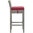 Modway Conduit Outdoor Wicker Rattan Bar Stool in Light Gray/Red (Set of 2)