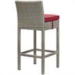 Modway Conduit Outdoor Wicker Rattan Bar Stool in Light Gray/Red (Set of 2)